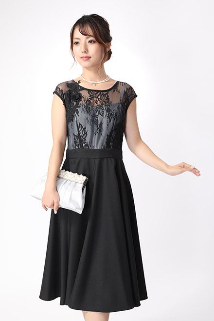 黒とグレーのシースルーレースドレスの商品画像2