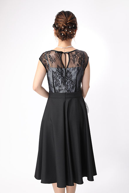 黒とグレーのシースルーレースドレスの商品画像4