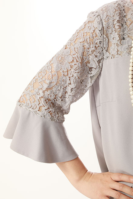 グレーのフレアスリーブセットアップパンツドレスの商品画像6