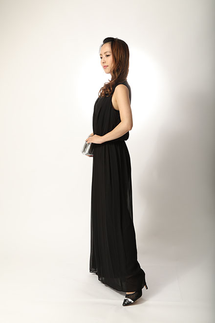 黒のシフォンロングパンツドレスの商品画像3