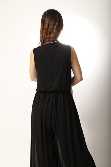 黒のシフォンロングパンツドレスの商品画像4