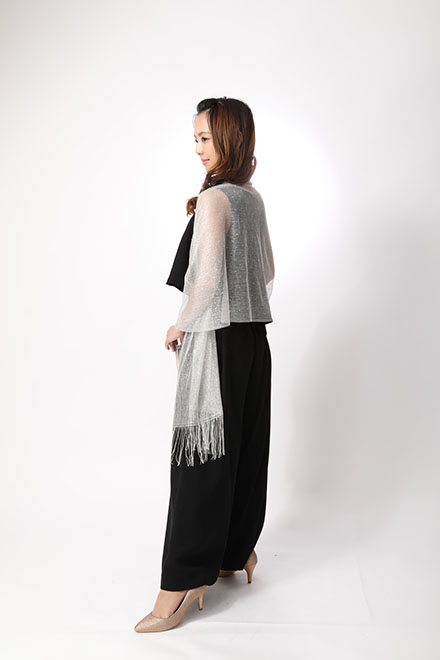 黒のアシンメトリートップス付パンツドレスの商品画像7