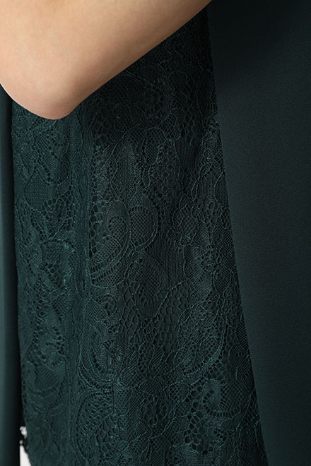 ダークグリーンのサイドレーストップス付きパンツドレスの商品画像9
