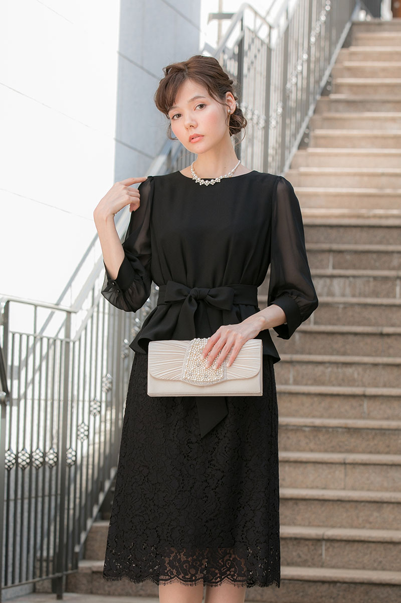 黒の袖付き2WAYスカートセットドレスの商品画像2