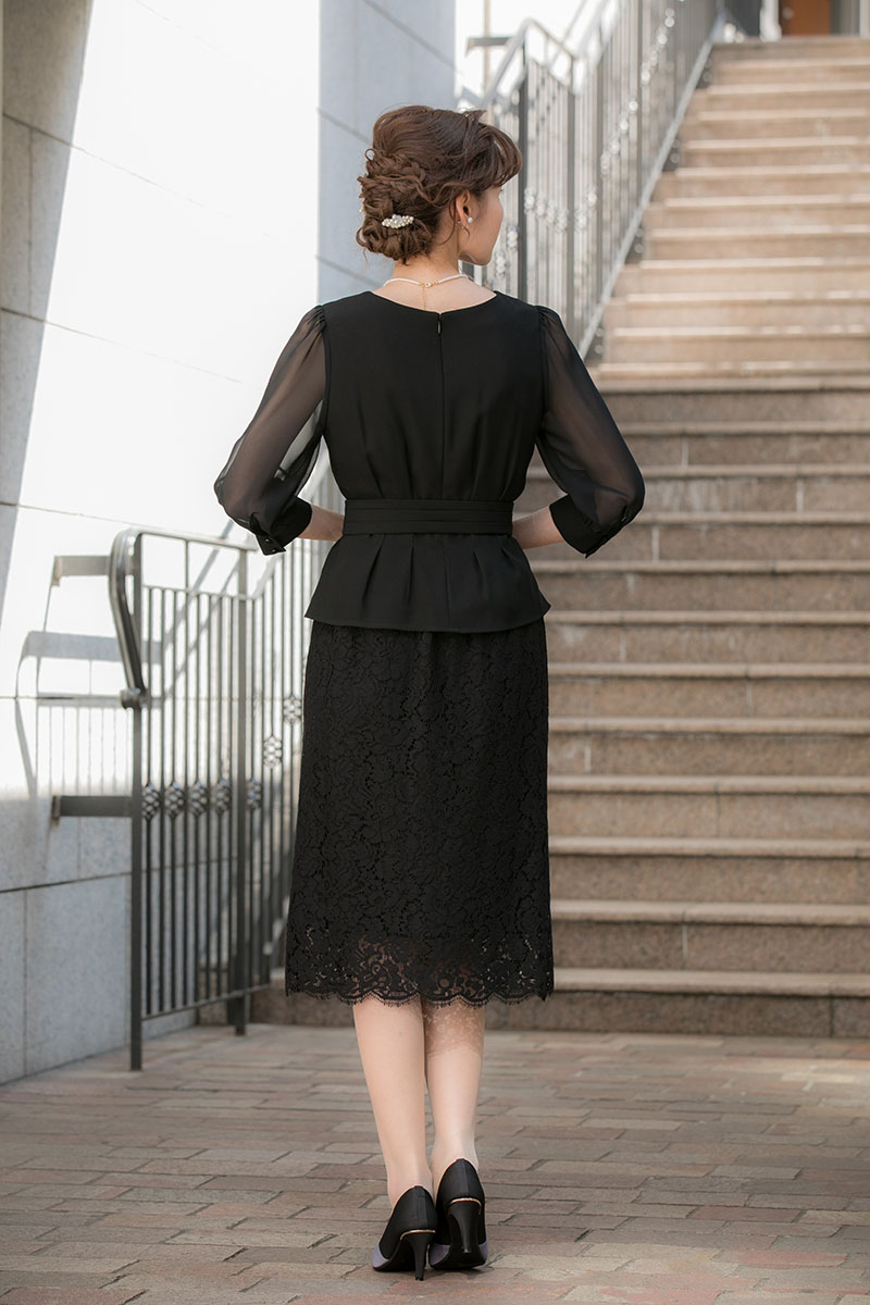 黒の袖付き2WAYスカートセットドレスの商品画像4