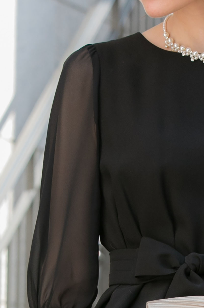 黒の袖付き2WAYスカートセットドレスの商品画像5