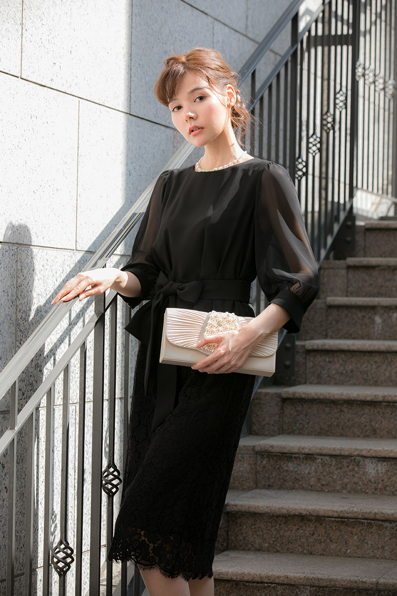 黒の袖付き2WAYスカートセットドレスの商品画像6