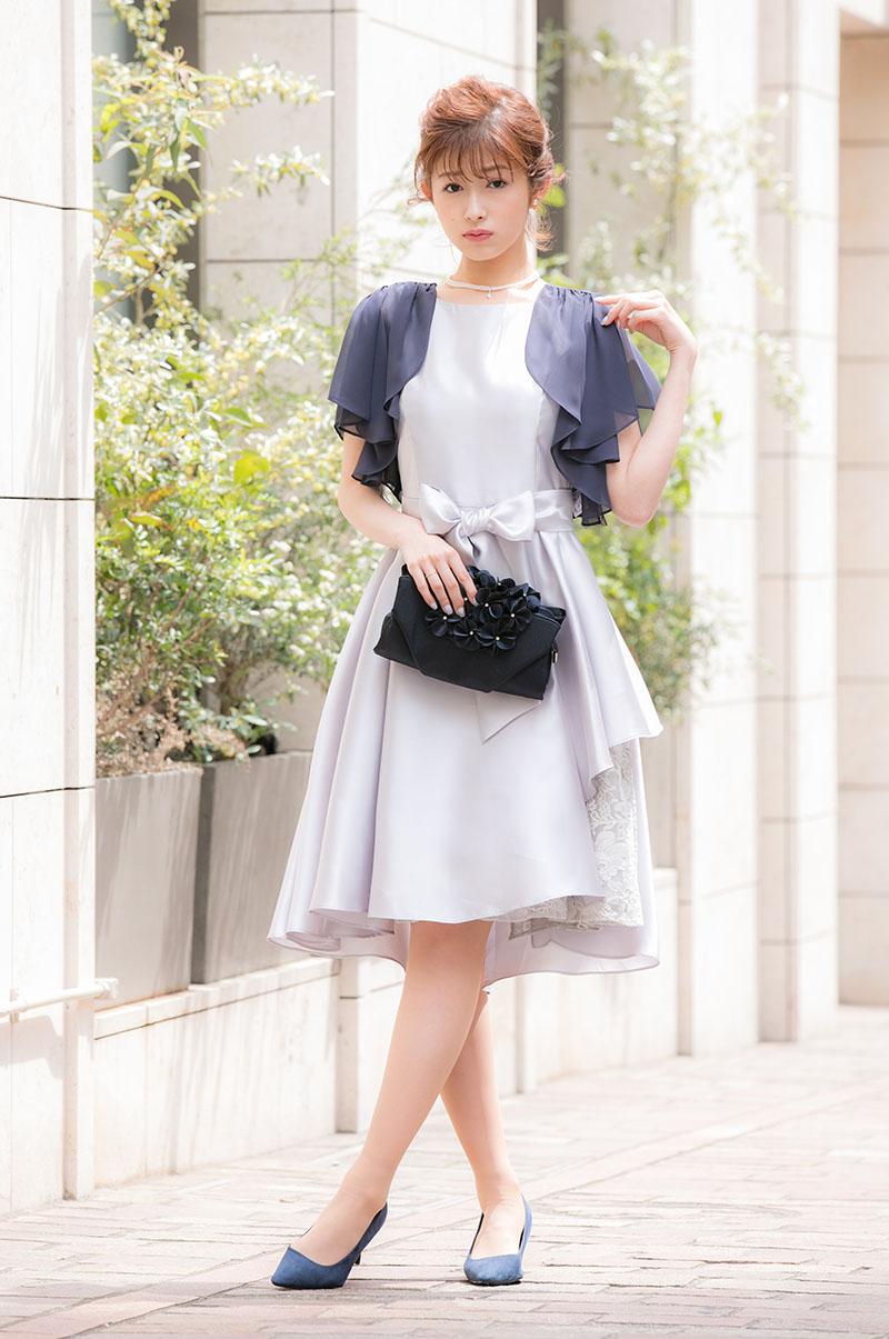 シルバーのラップスカート風ドレスの商品画像1