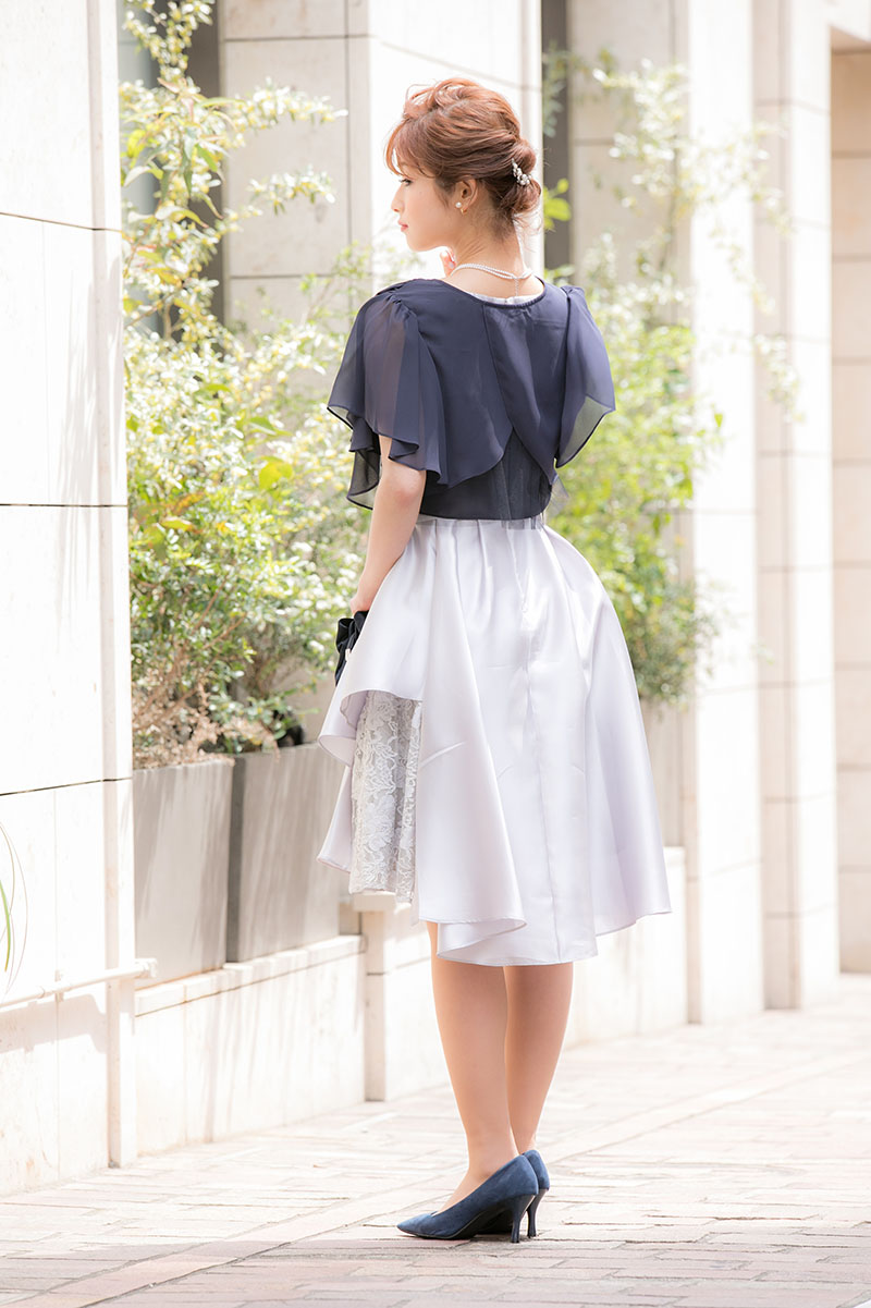 シルバーのラップスカート風ドレスの商品画像3