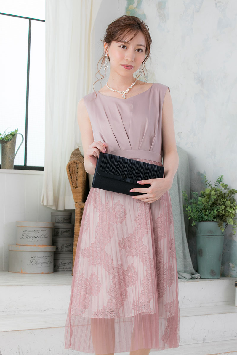 ピンクのチュールプリーツドレスの商品画像2