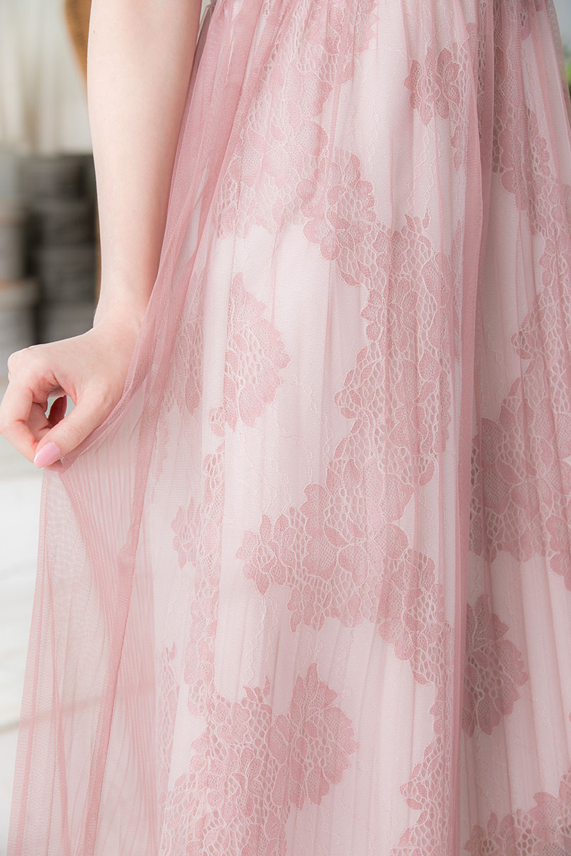 ピンクのチュールプリーツドレスの商品画像5