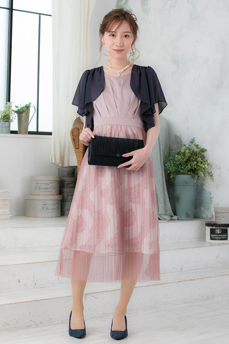ピンクのチュールプリーツドレスの商品画像6