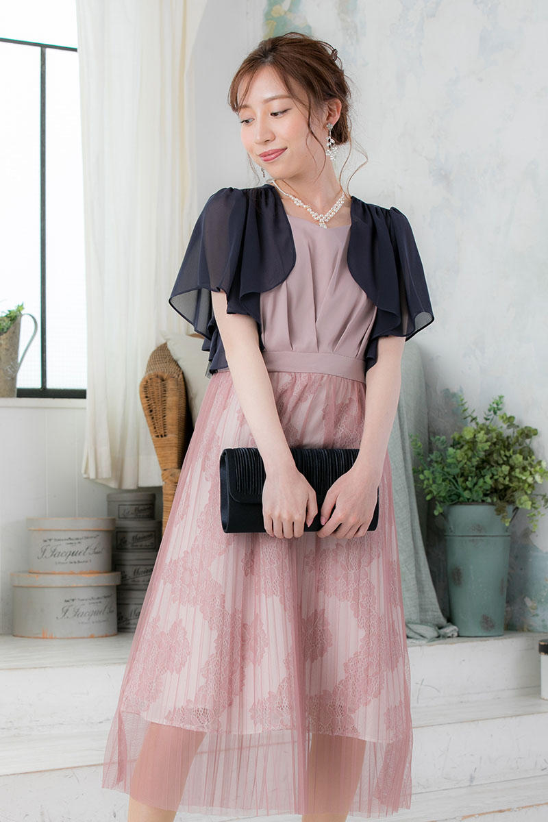 ピンクのチュールプリーツドレスの商品画像7