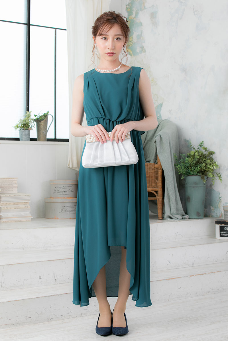 グリーンのフィッシュテールスカートドレスの商品画像1