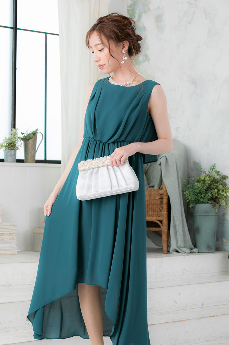 グリーンのフィッシュテールスカートドレスの商品画像2