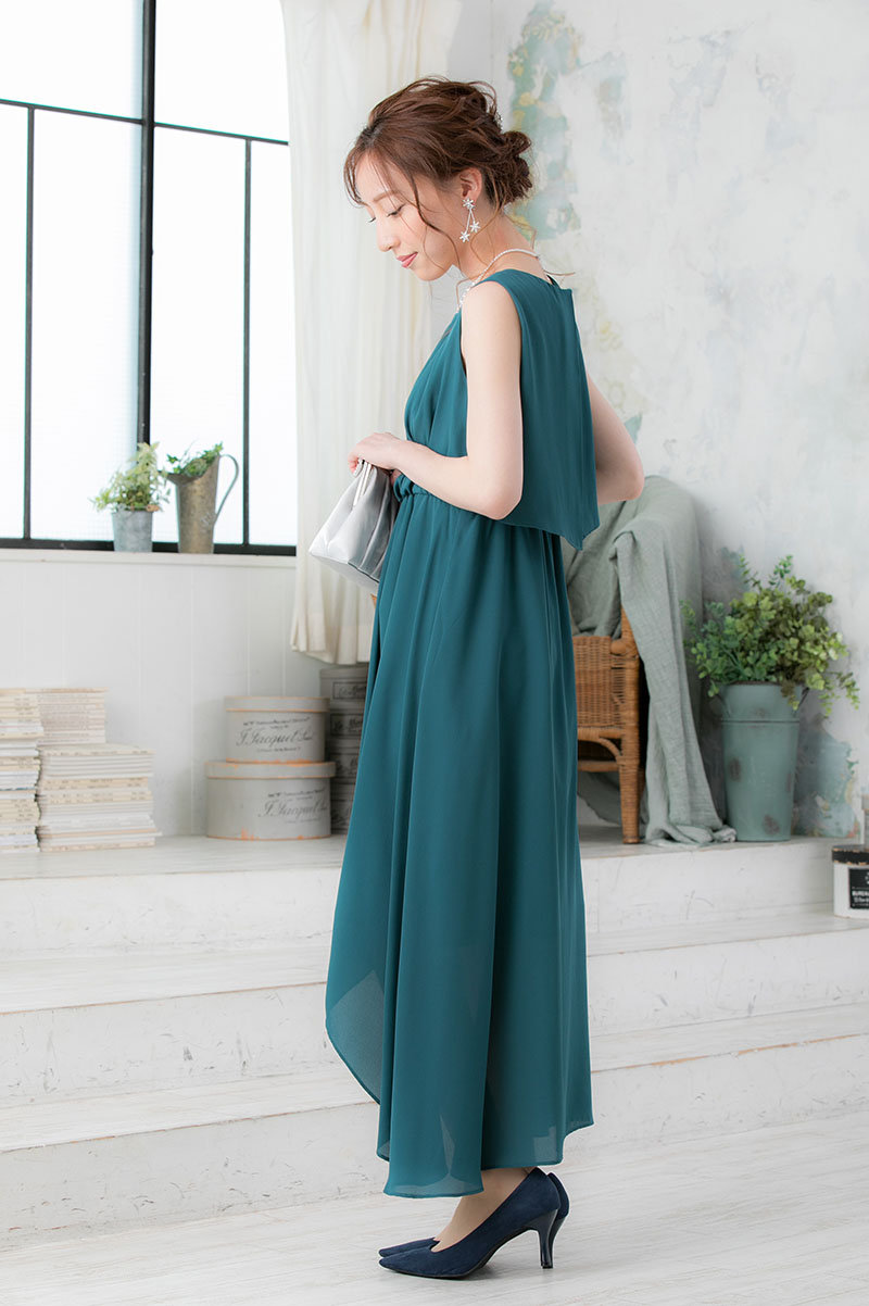 グリーンのフィッシュテールスカートドレスの商品画像3