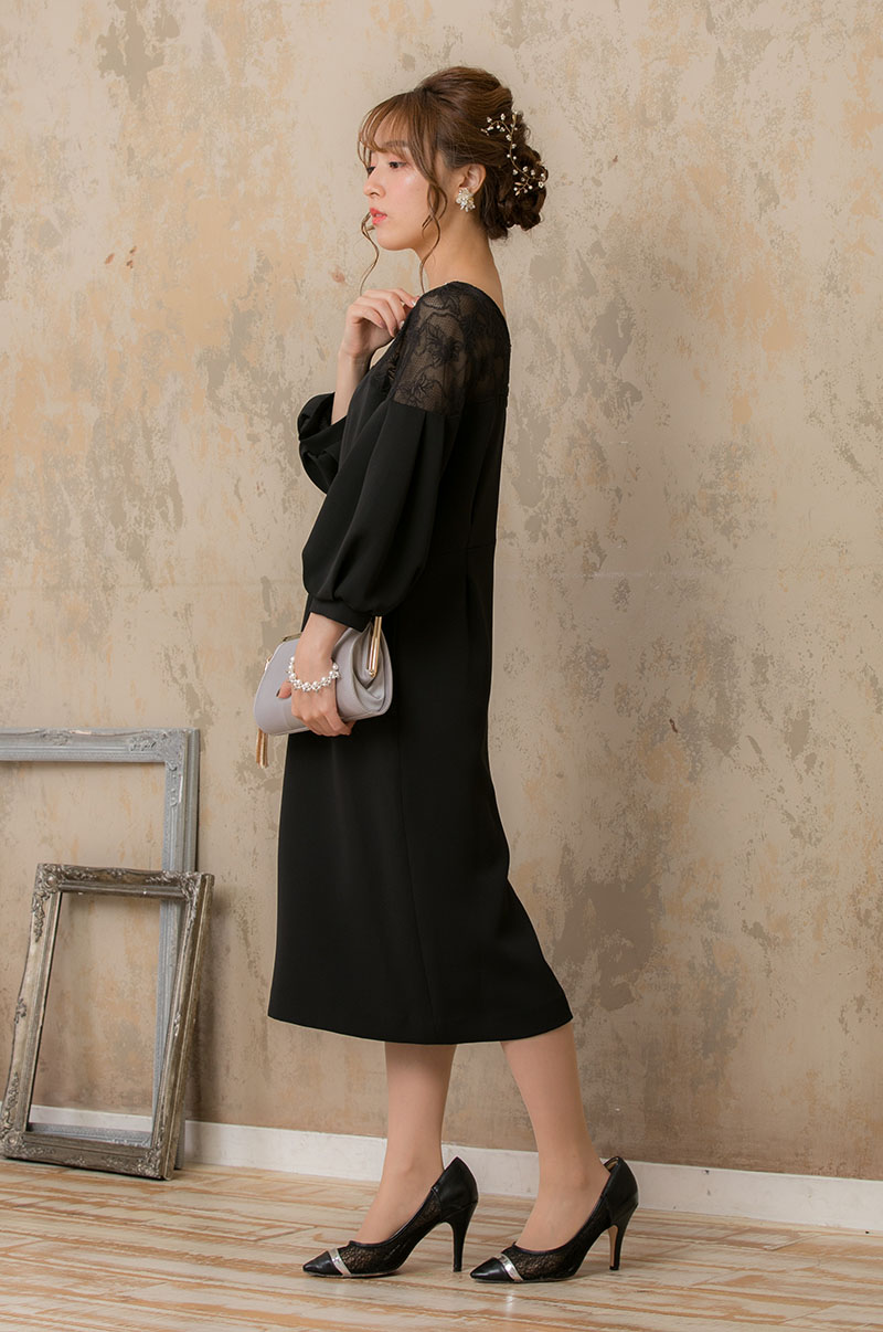 黒のバルーンスリーブドレスの商品画像3