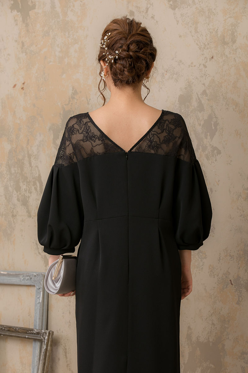 黒のバルーンスリーブドレスの商品画像4
