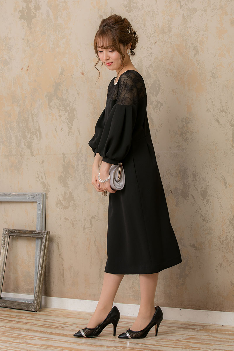 黒のバルーンスリーブドレスの商品画像6