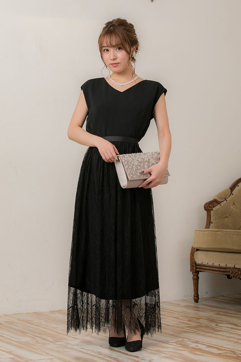 黒の3WAYレーススカート付きドレスの商品画像1