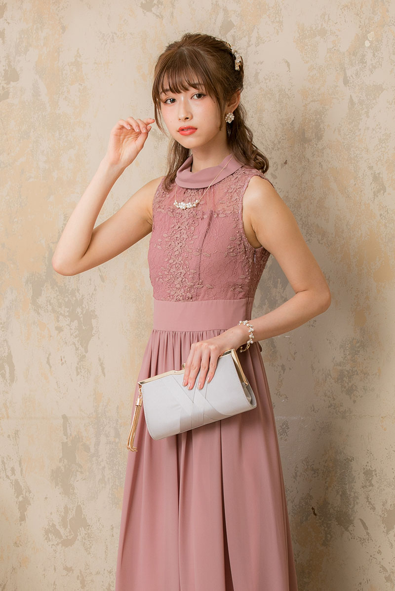 モーブピンクのロールカラードレスの商品画像2