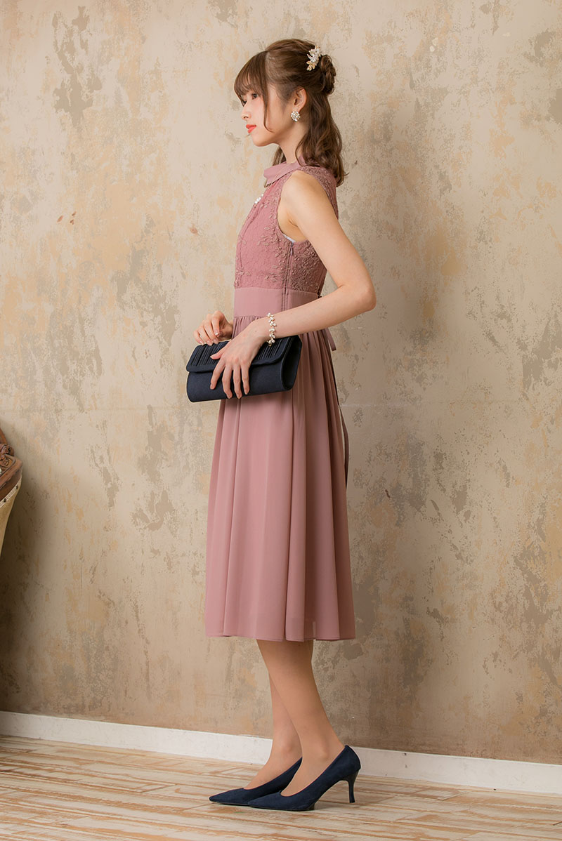 モーブピンクのロールカラードレスの商品画像3