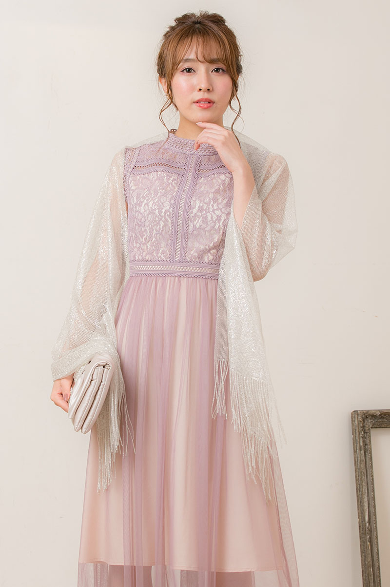 ピンク×ベージュのチュールスカートドレスの商品画像7