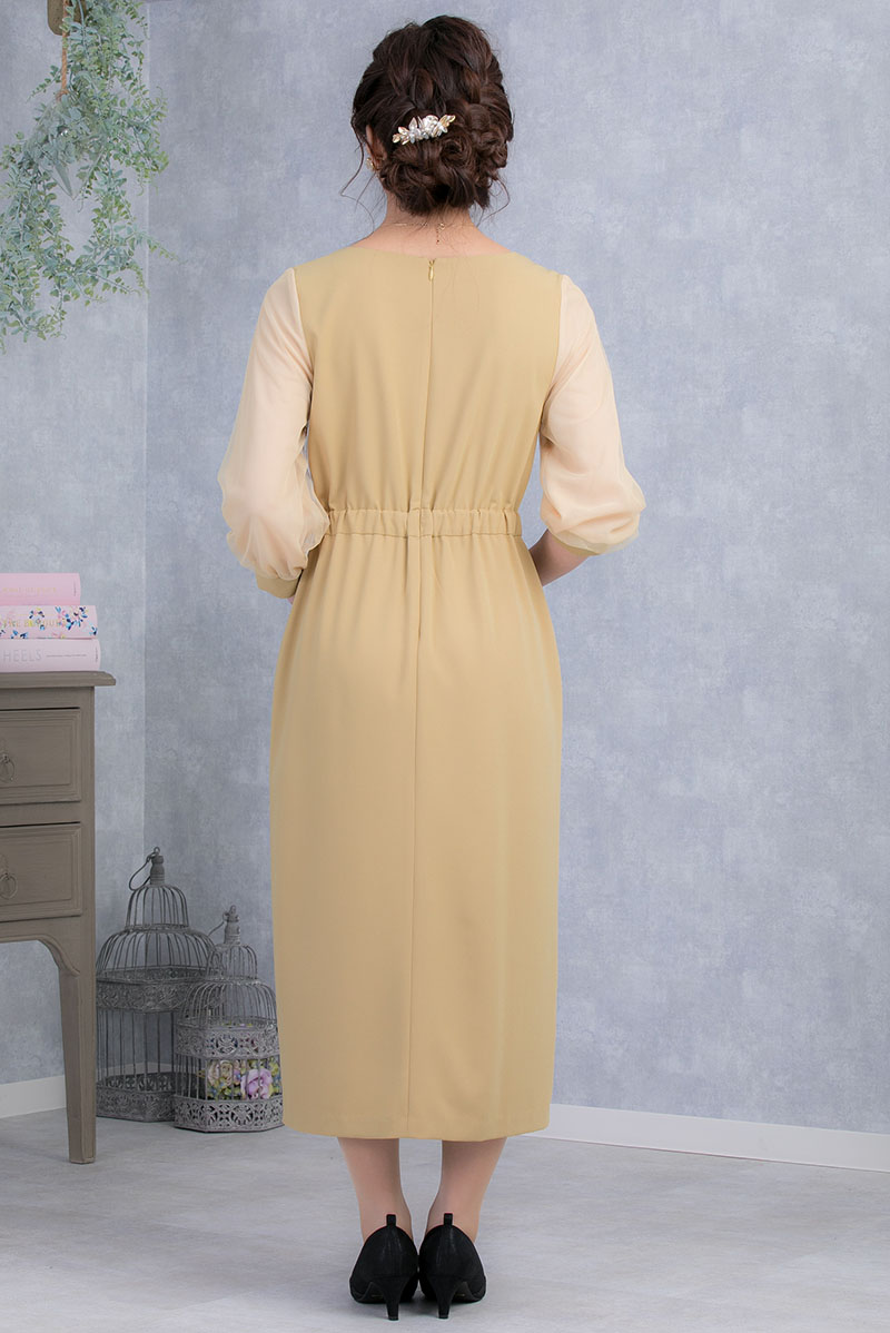 ライトマスタードのチュールソーブドレスの商品画像4