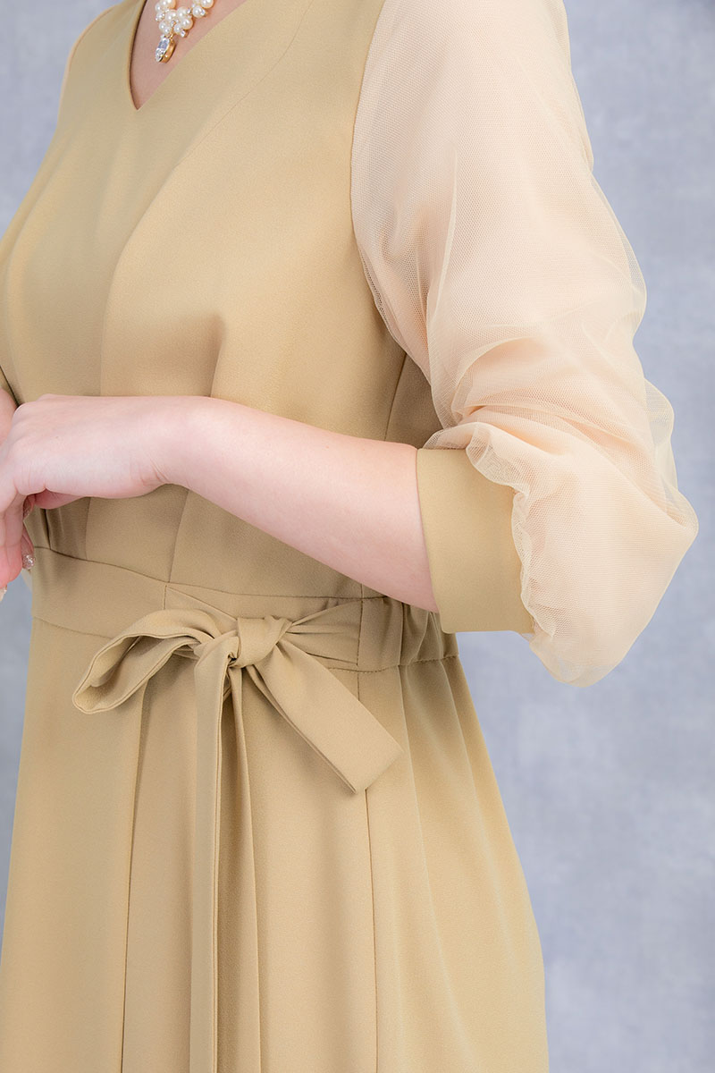 ライトマスタードのチュールソーブドレスの商品画像5