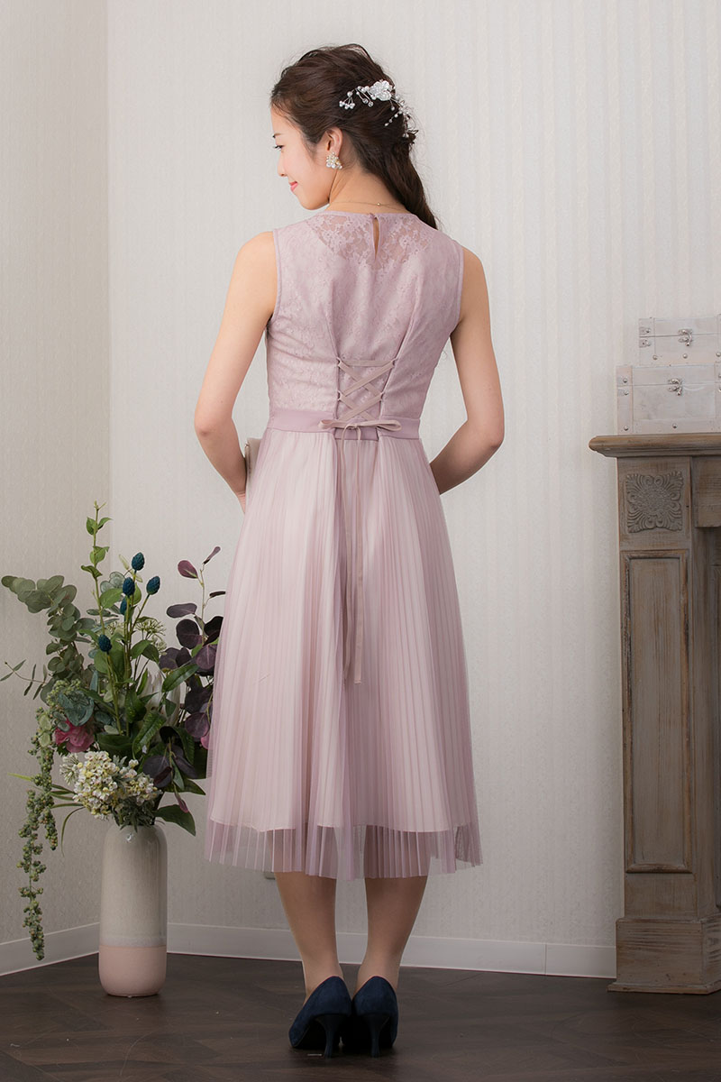 ライトピンクのチュールプリーツドレスの商品画像4