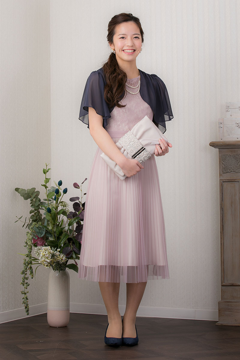 ライトピンクのチュールプリーツドレスの商品画像6