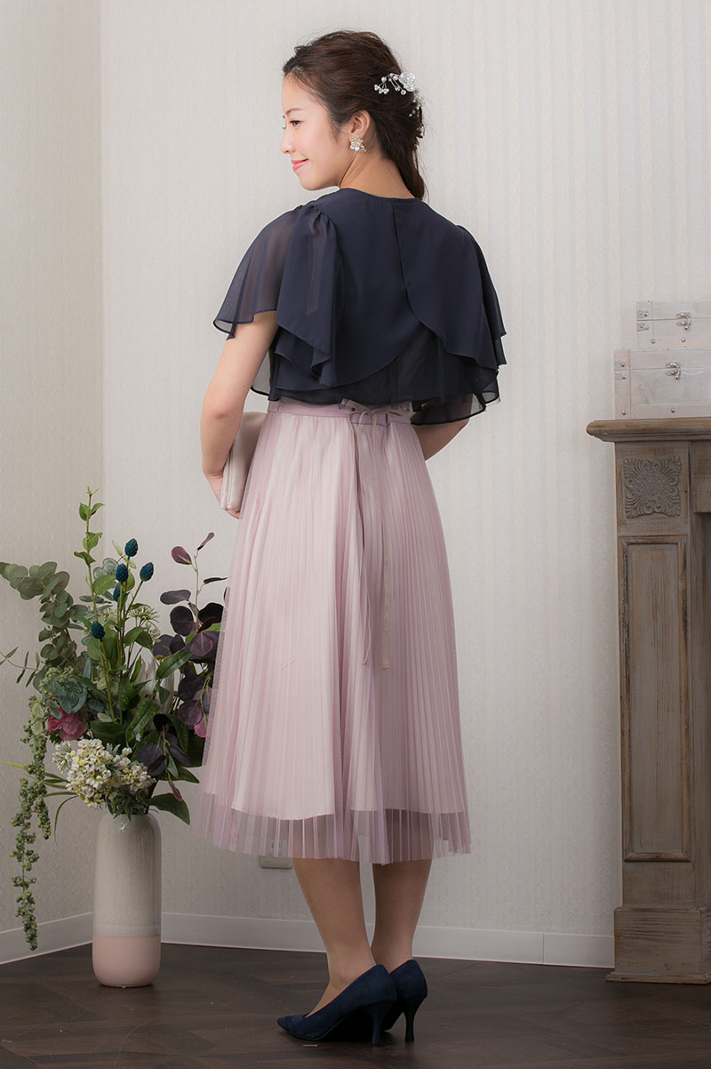 ライトピンクのチュールプリーツドレスの商品画像8
