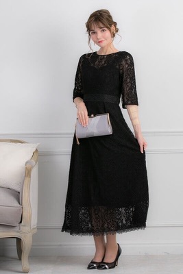 ブラックのコットンロングドレスのサムネイル画像