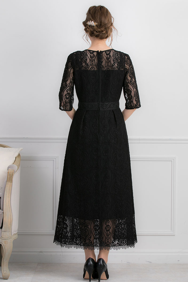 ブラックのコットンロングドレスの商品画像4