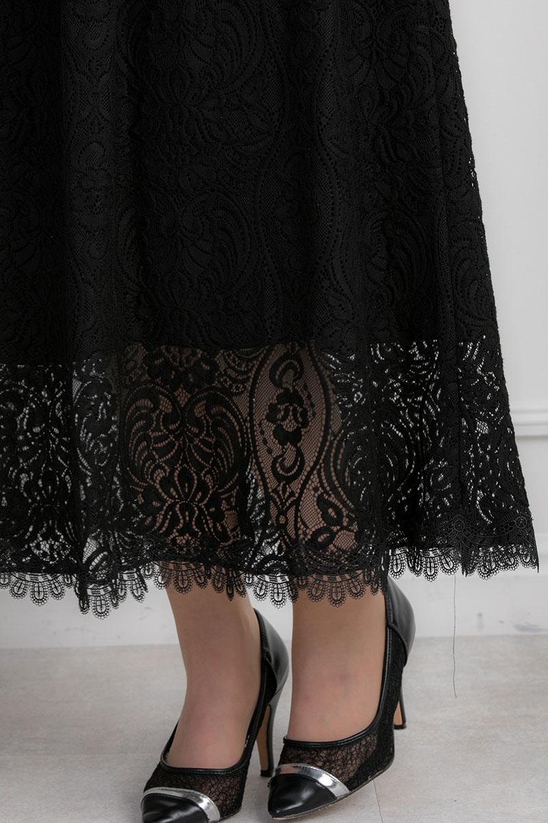 ブラックのコットンロングドレスの商品画像5