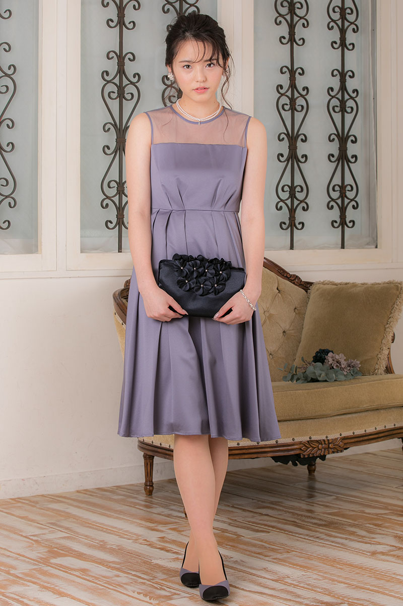ブルーグレーのレースブラウス付き2wayドレスの商品画像8