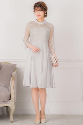 ミントのロールカラーフレアスリーブドレスのサムネイル画像