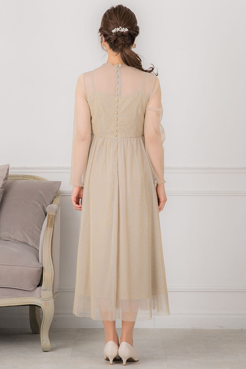イエローのラメチュールメロウドレスの商品画像4