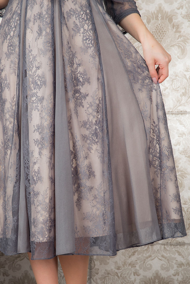 アーミーカーキのレイヤードレースドレスの商品画像6
