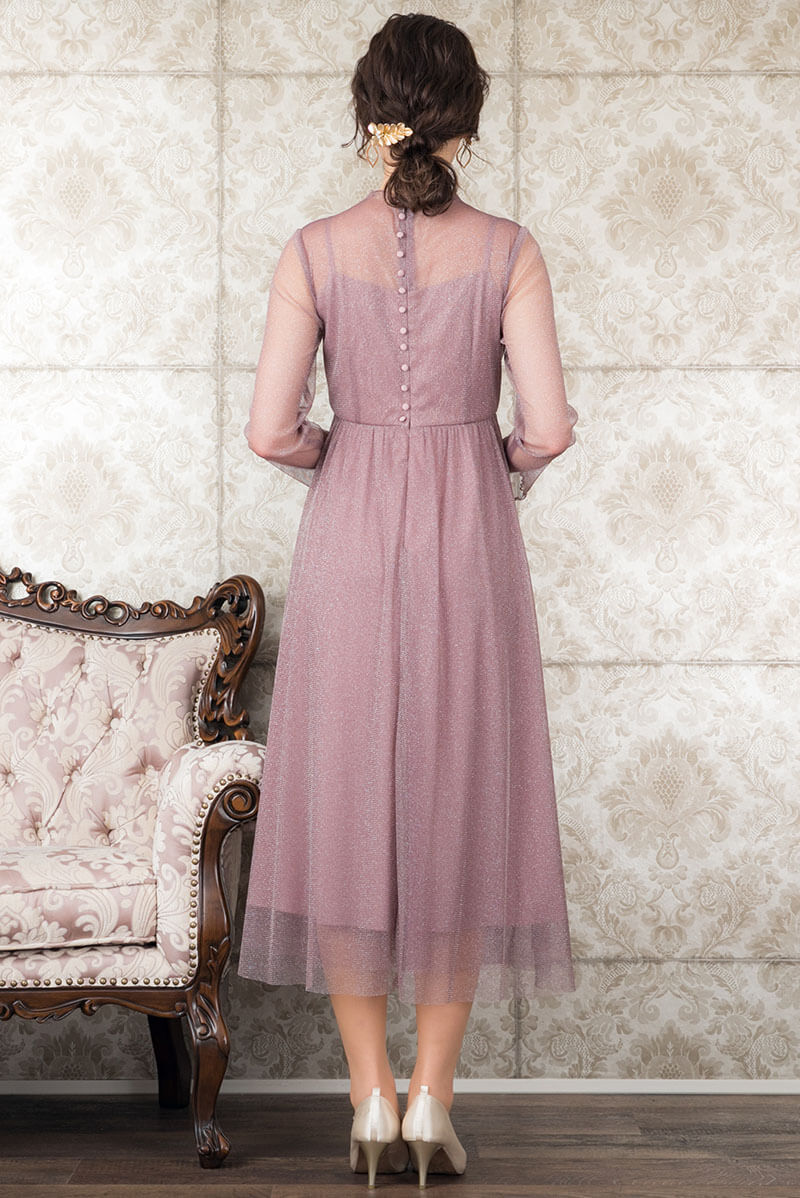 ブラウンのラメチュールメロウドレスの商品画像4