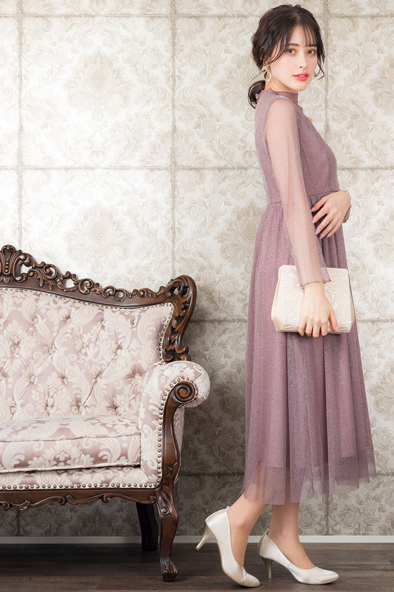 ブラウンのラメチュールメロウドレスの商品画像7