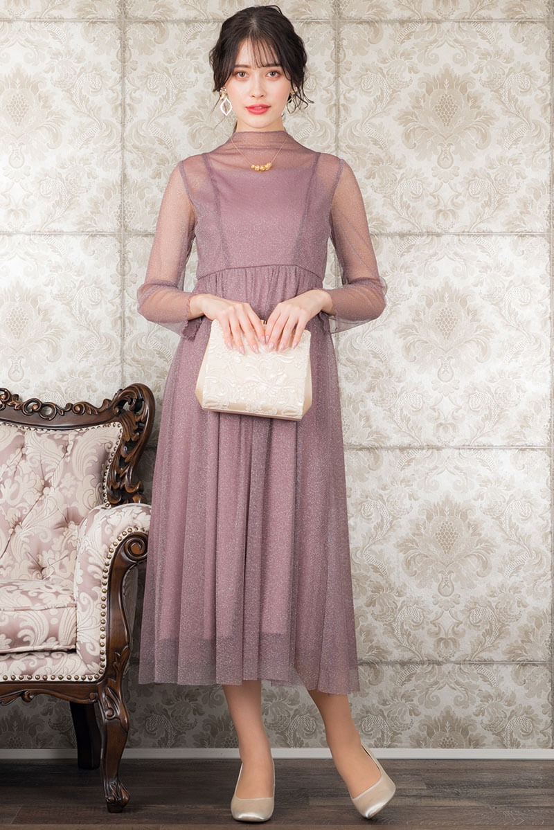 ブラウンのラメチュールメロウドレスの商品画像8