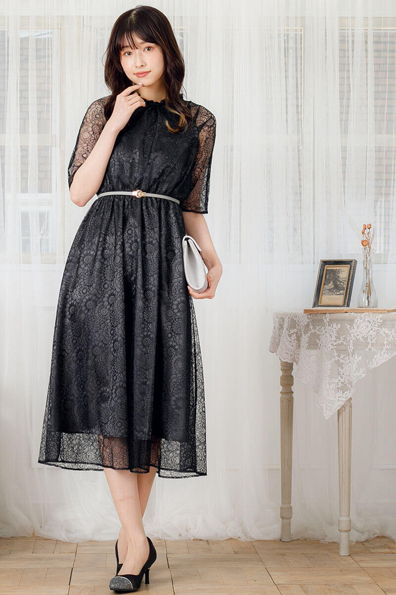 ブラックのラグランスリーブドレスの商品画像6