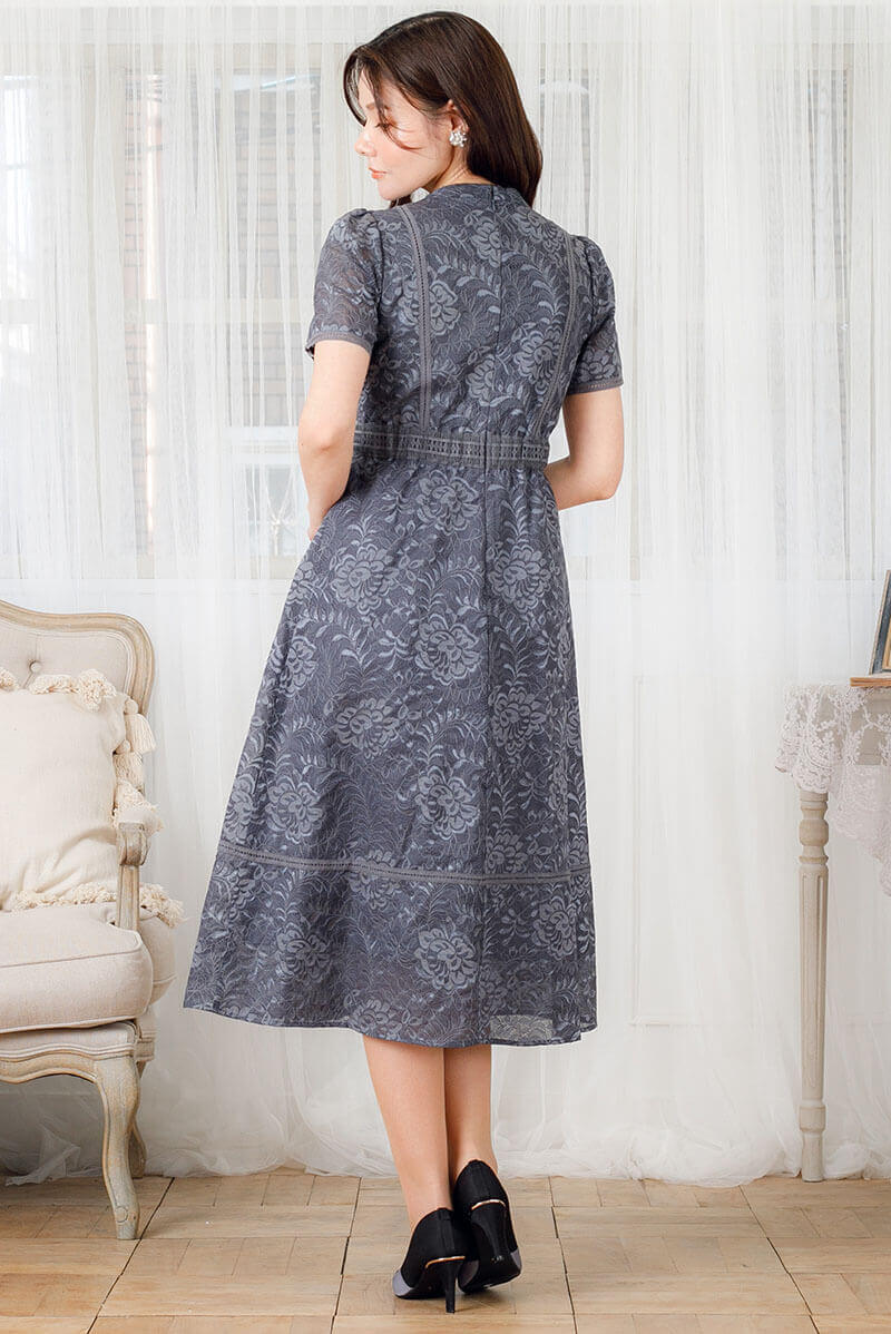 アーミーカーキの袖つきはしごレースドレスの商品画像4