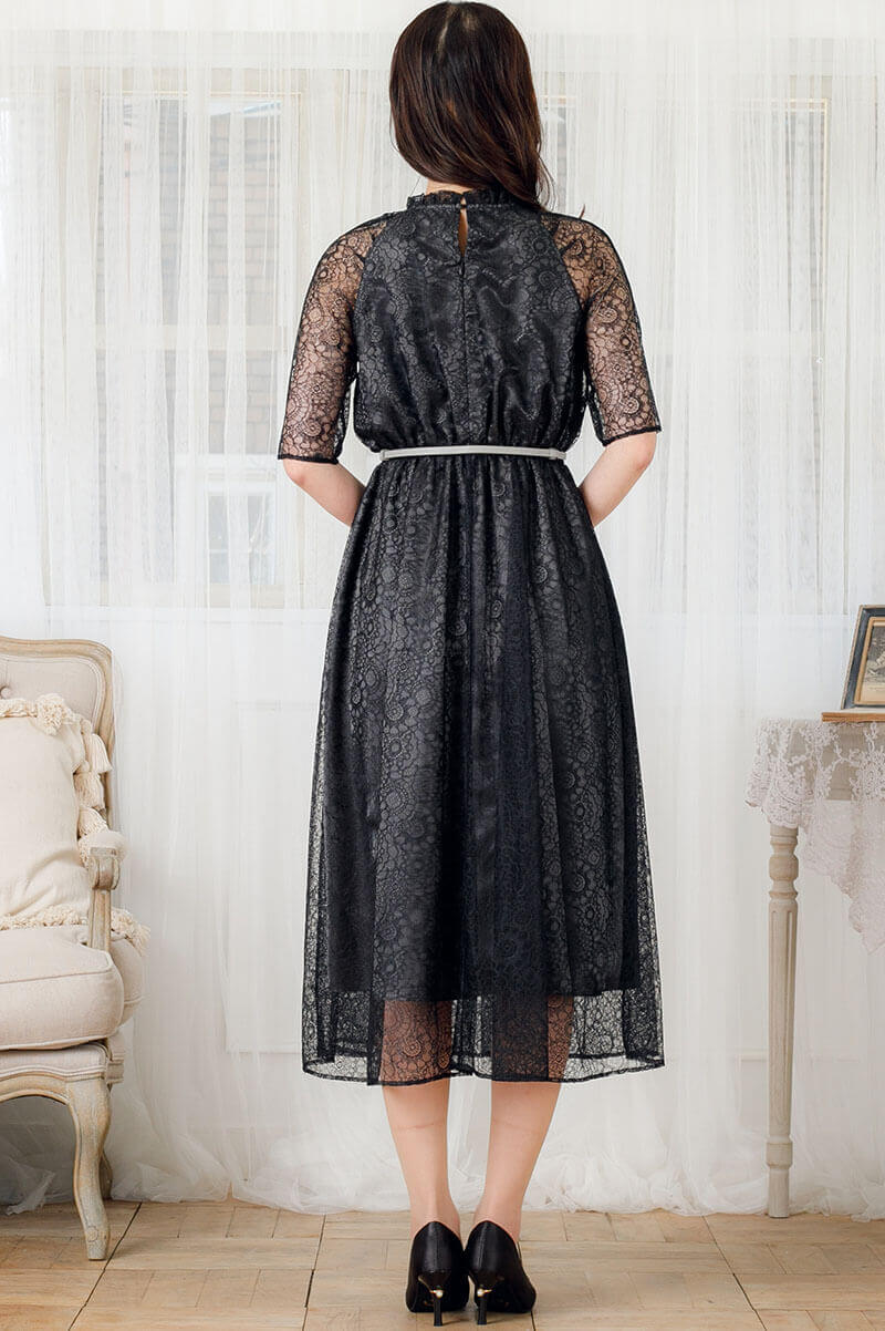 ブラックのラグランスリーブドレスの商品画像4