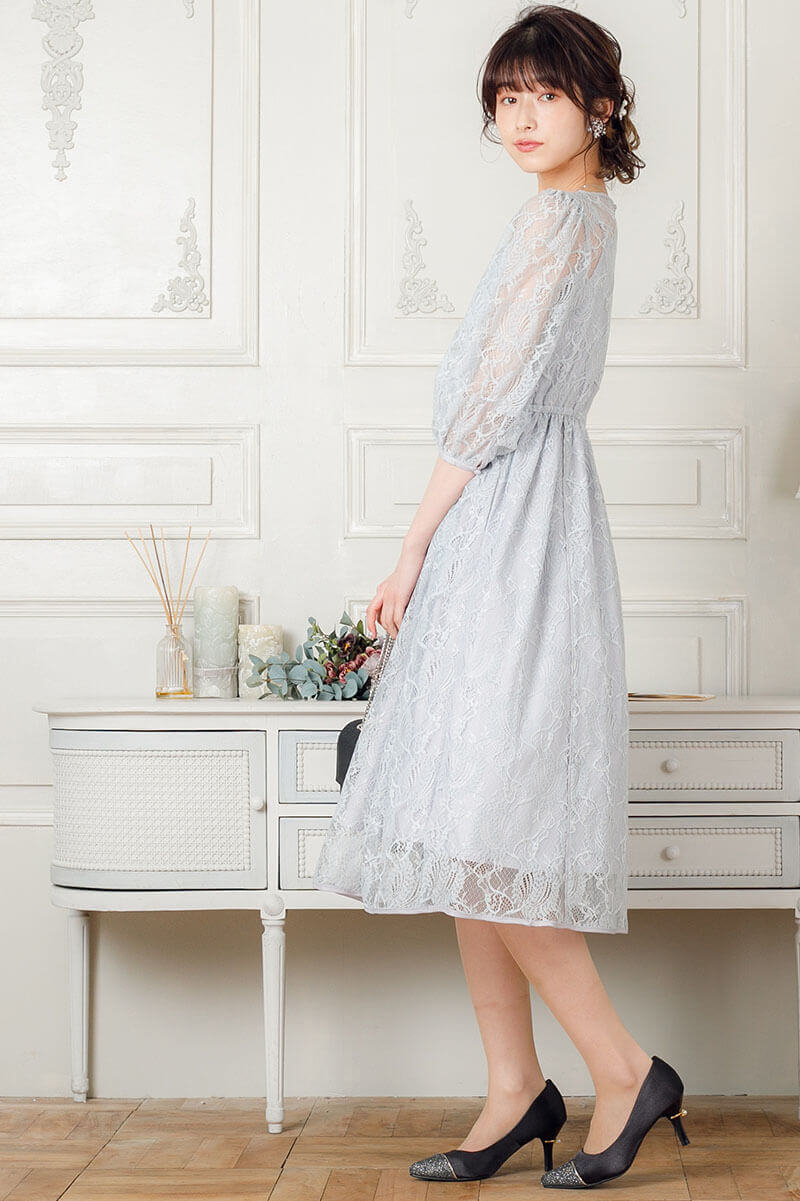 ブルーのパイピングレースドレスの商品画像7