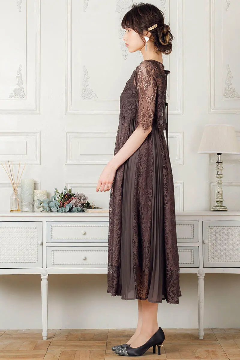 チャコールの2wayレーストップス付きドレス Brand Dorrydoll A 2497 M Size レンタルドレスのリリアージュ