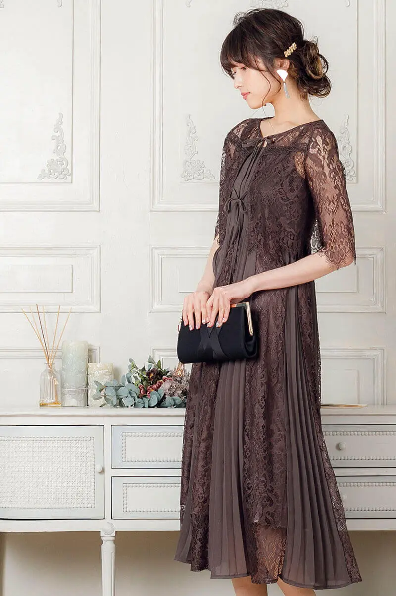 チャコールの2wayレーストップス付きドレス Brand Dorrydoll A 2497 M Size レンタルドレスのリリアージュ