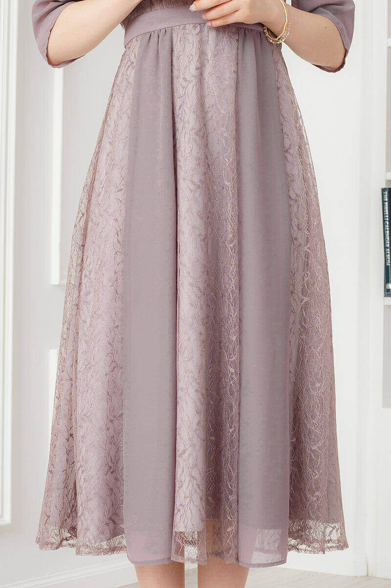 ライトモーブのギャザースリーブドレスの商品画像6