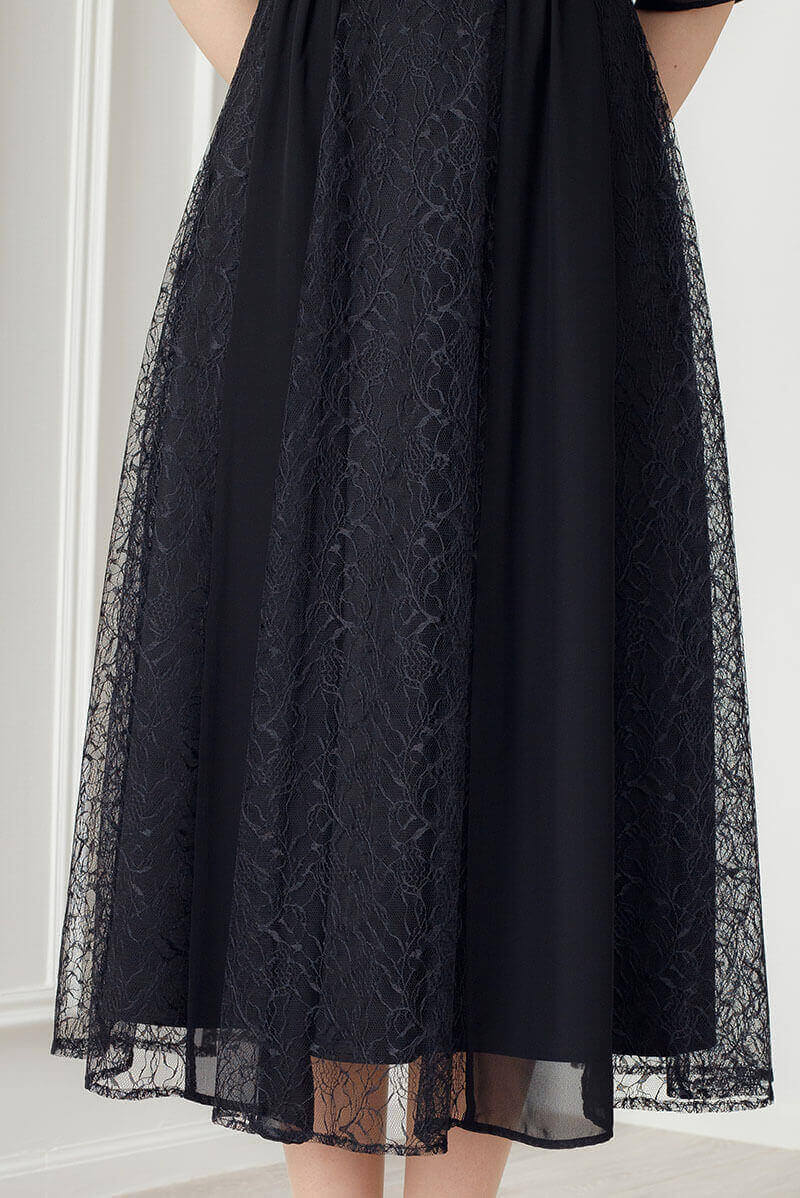 ブラックのギャザースリーブドレスの商品画像6